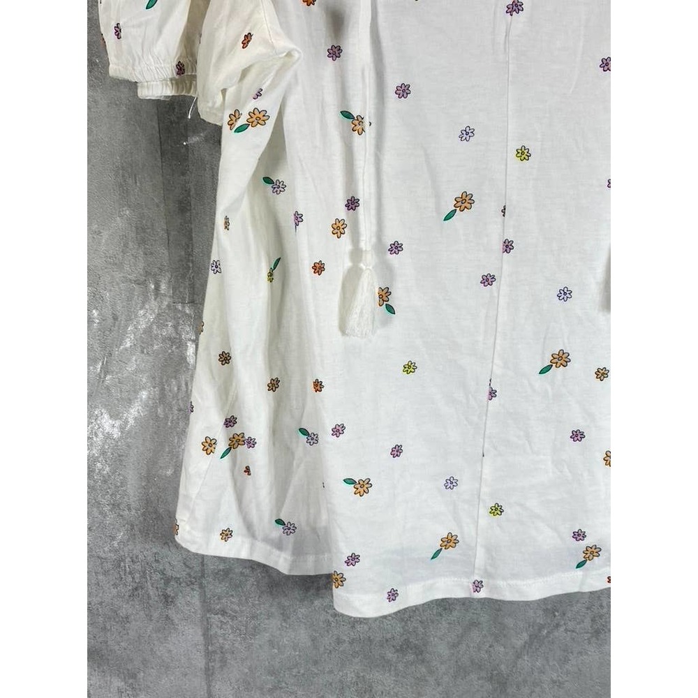 Style & Co Women's Plus Size White Garden Printed Puff-Sleeve Tie-Neck Top SZ 2X - Picture 5 of 10